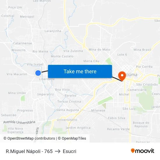 R.Miguel Nápoli - 765 to Esucri map