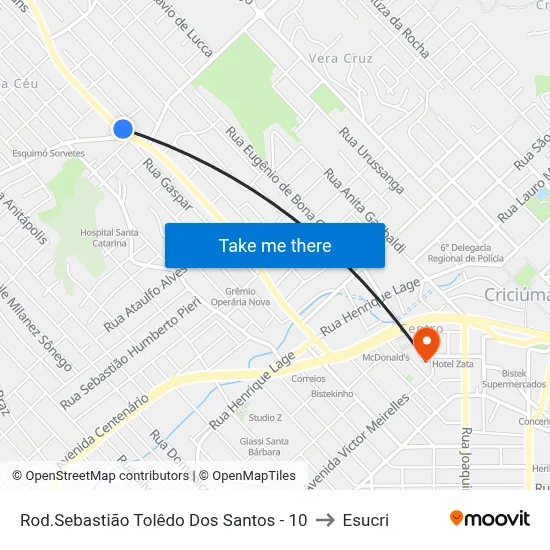 Rod.Sebastião Tolêdo Dos Santos - 10 to Esucri map