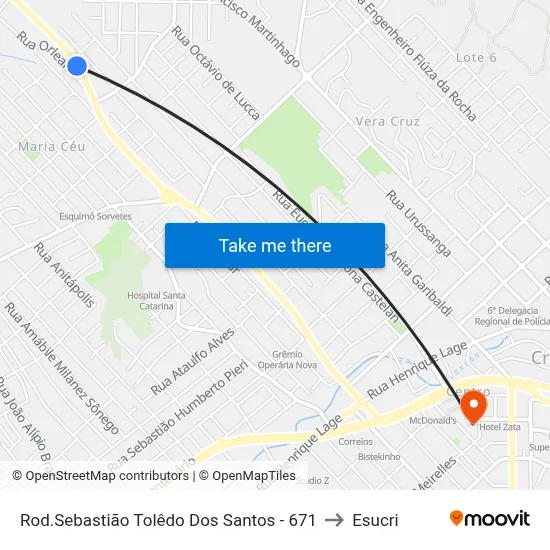 Rod.Sebastião Tolêdo Dos Santos - 671 to Esucri map