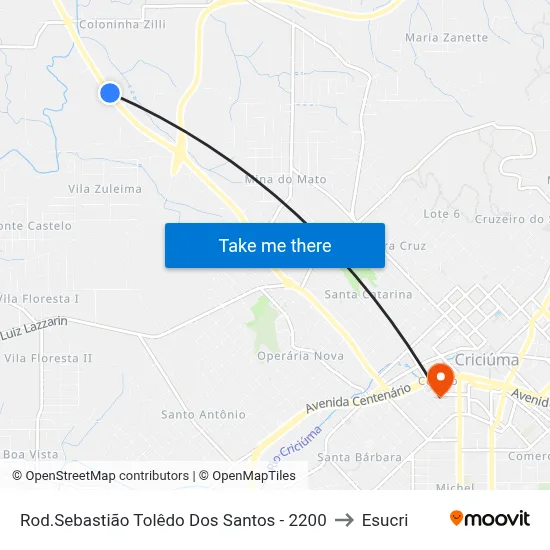 Rod.Sebastião Tolêdo Dos Santos - 2200 to Esucri map
