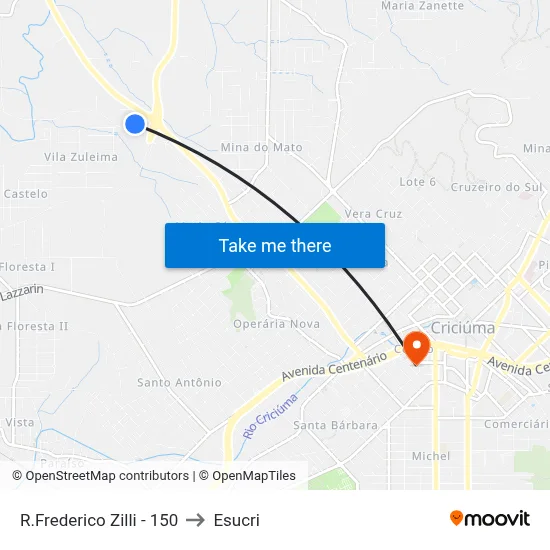 R.Frederico Zilli - 150 to Esucri map