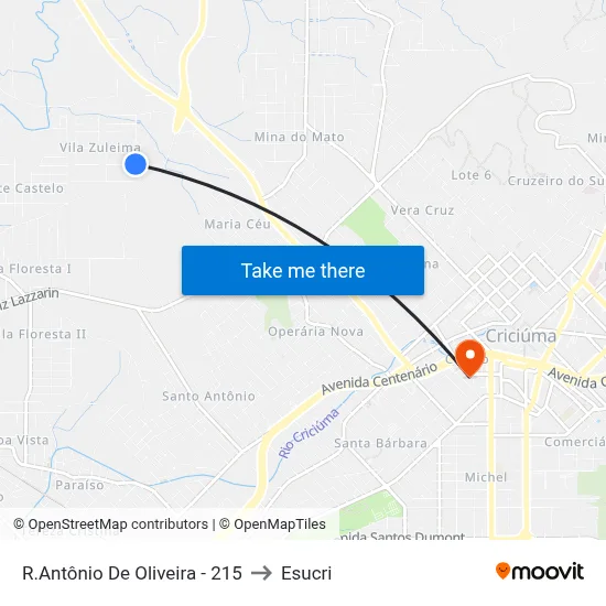 R.Antônio De Oliveira - 215 to Esucri map