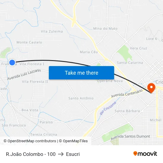 R.João Colombo - 100 to Esucri map