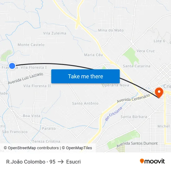 R.João Colombo - 95 to Esucri map