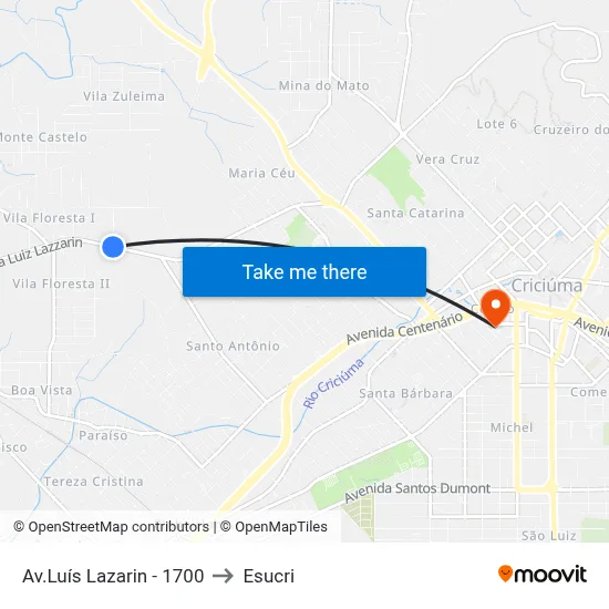 Av.Luís Lazarin - 1700 to Esucri map
