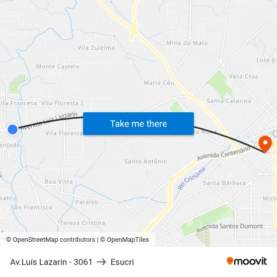 Av.Luís Lazarin - 3061 to Esucri map