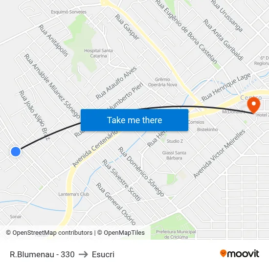 R.Blumenau - 330 to Esucri map