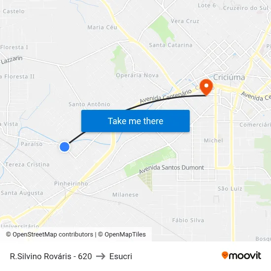 R.Silvino Rováris - 620 to Esucri map