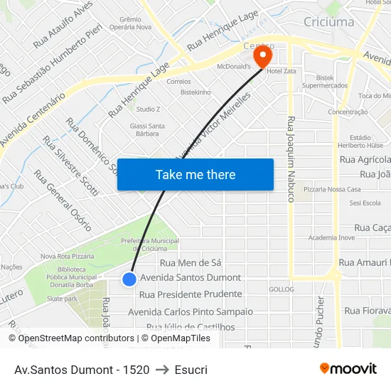 Av.Santos Dumont - 1520 to Esucri map