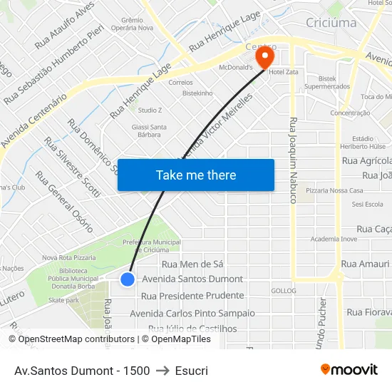 Av.Santos Dumont - 1500 to Esucri map