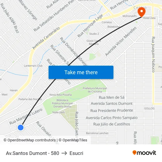 Av.Santos Dumont - 580 to Esucri map