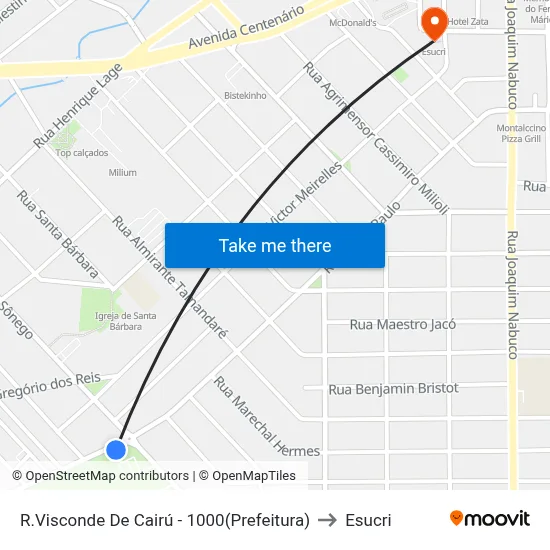 R.Visconde De Cairú - 1000(Prefeitura) to Esucri map