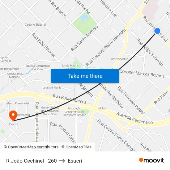 R.João Cechinel - 260 to Esucri map