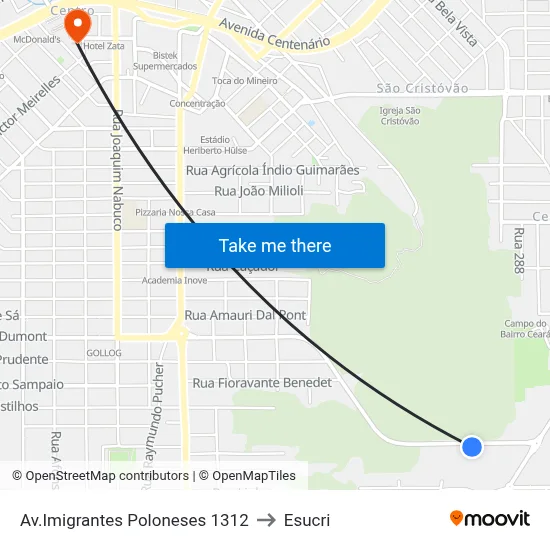 Av.Imigrantes Poloneses 1312 to Esucri map