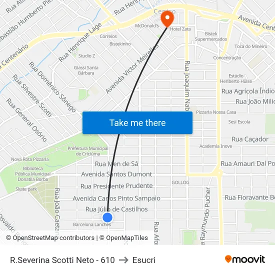 R.Severina Scotti Neto - 610 to Esucri map