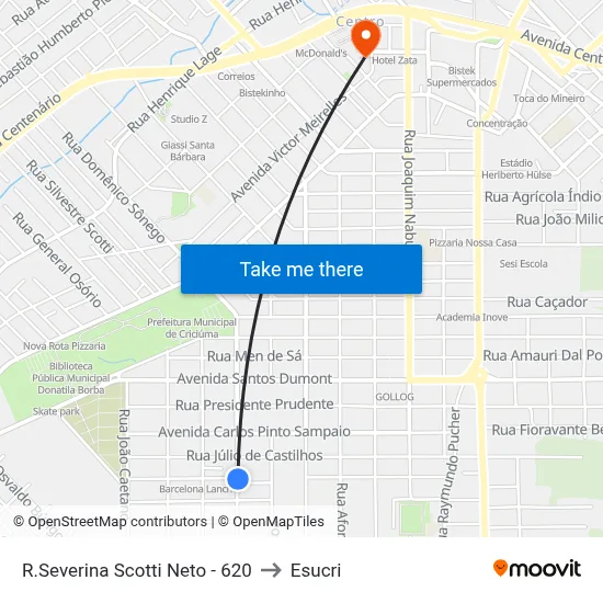 R.Severina Scotti Neto - 620 to Esucri map
