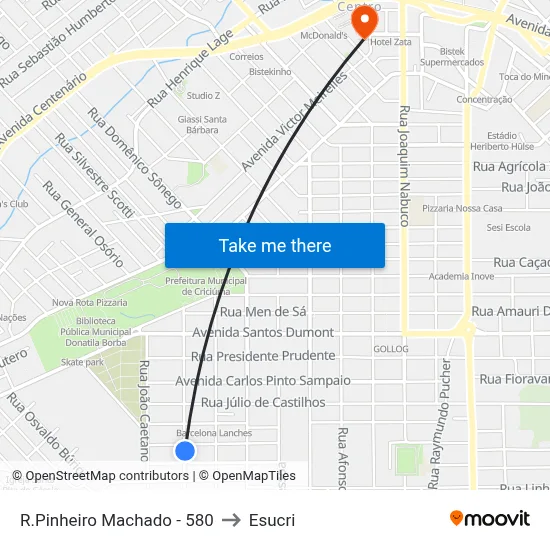 R.Pinheiro Machado - 580 to Esucri map