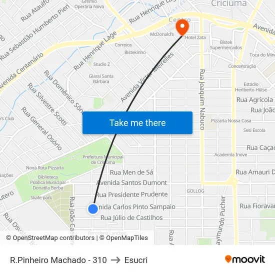 R.Pinheiro Machado - 310 to Esucri map