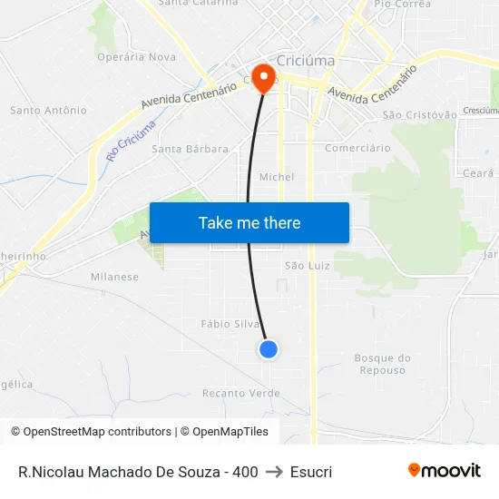 R.Nicolau Machado De Souza - 400 to Esucri map