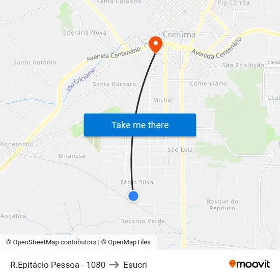R.Epitácio Pessoa - 1080 to Esucri map