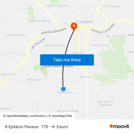 R.Epitácio Pessoa - 770 to Esucri map