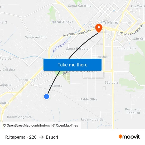 R.Itapema - 220 to Esucri map