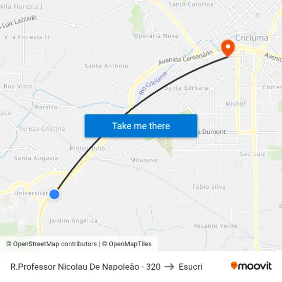 R.Professor Nicolau De Napoleão - 320 to Esucri map