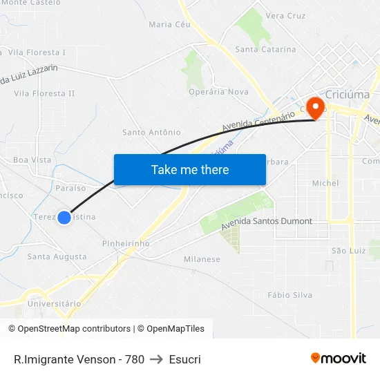 R.Imigrante Venson - 780 to Esucri map