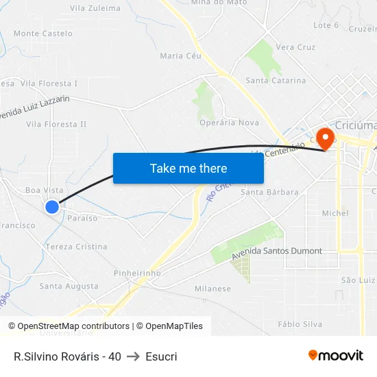 R.Silvino Rováris - 40 to Esucri map