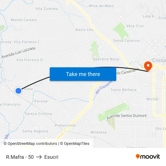 R.Mafra - 50 to Esucri map