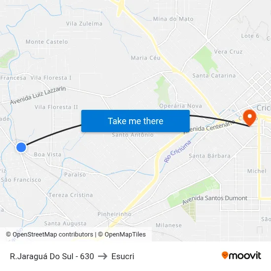 R.Jaraguá Do Sul - 630 to Esucri map