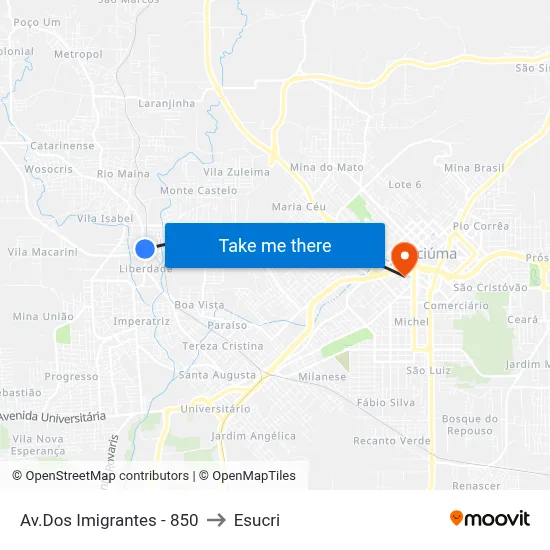 Av.Dos Imigrantes - 850 to Esucri map