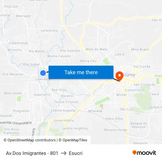 Av.Dos Imigrantes - 801 to Esucri map