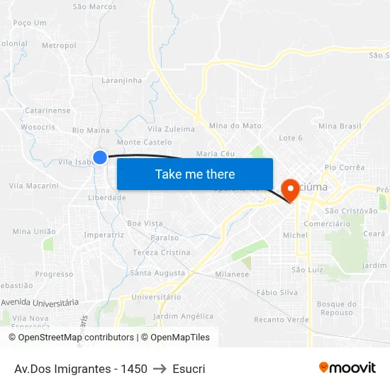 Av.Dos Imigrantes - 1450 to Esucri map