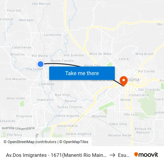 Av.Dos Imigrantes - 1671(Manenti Rio Maina) to Esucri map
