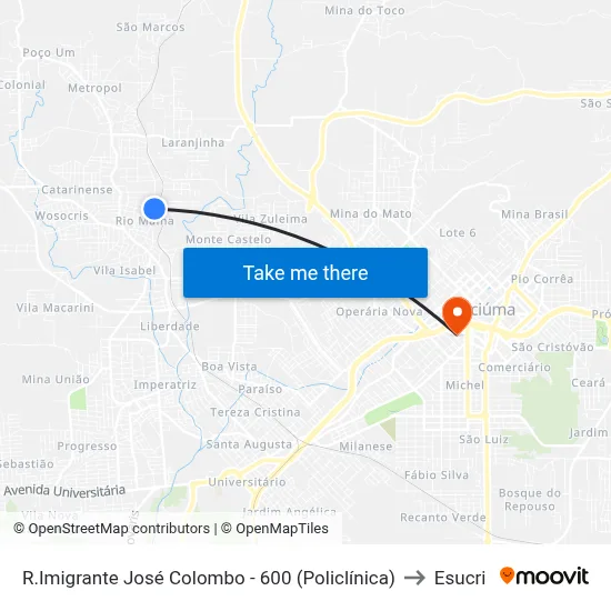 R.Imigrante José Colombo - 600 (Policlínica) to Esucri map