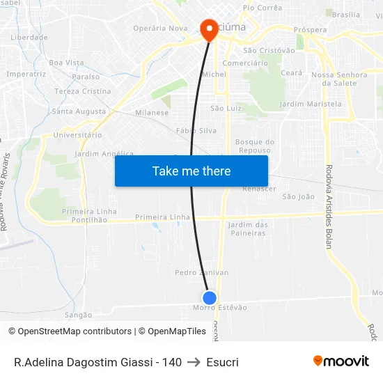 R.Adelina Dagostim Giassi - 140 to Esucri map