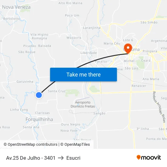 Av.25 De Julho - 3401 to Esucri map