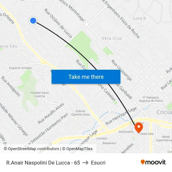 R.Anair Naspolini De Lucca - 65 to Esucri map