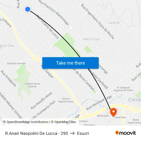 R.Anair Naspolini De Lucca - 290 to Esucri map