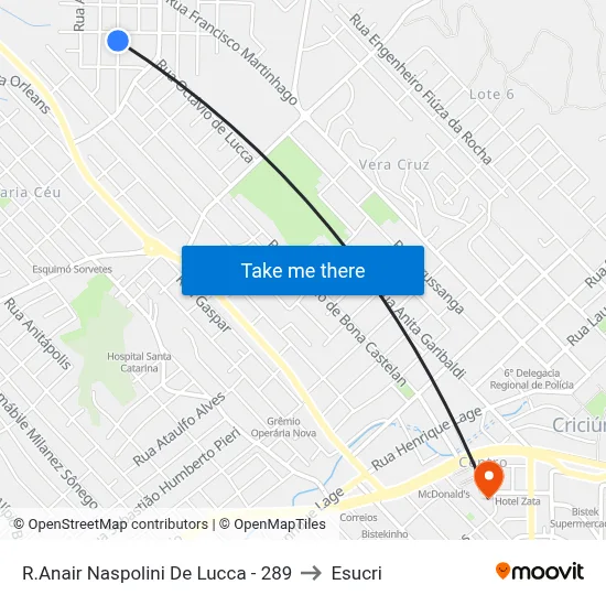 R.Anair Naspolini De Lucca - 289 to Esucri map