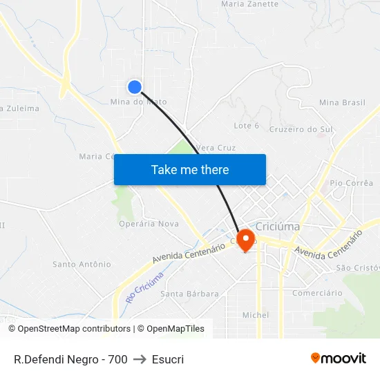 R.Defendi Negro - 700 to Esucri map