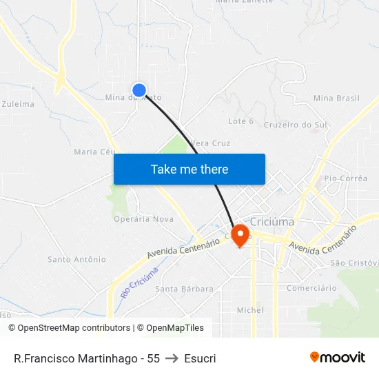 R.Francisco Martinhago - 55 to Esucri map