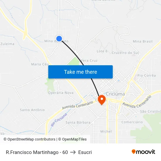 R.Francisco Martinhago - 60 to Esucri map