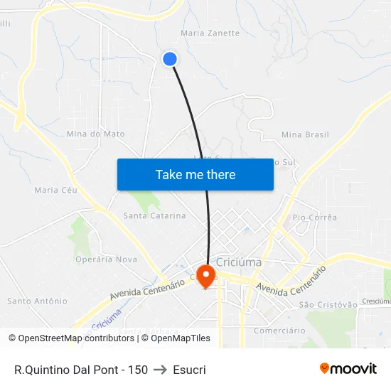 R.Quintino Dal Pont - 150 to Esucri map