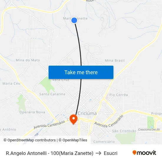 R.Angelo Antonelli - 100(Maria Zanette) to Esucri map