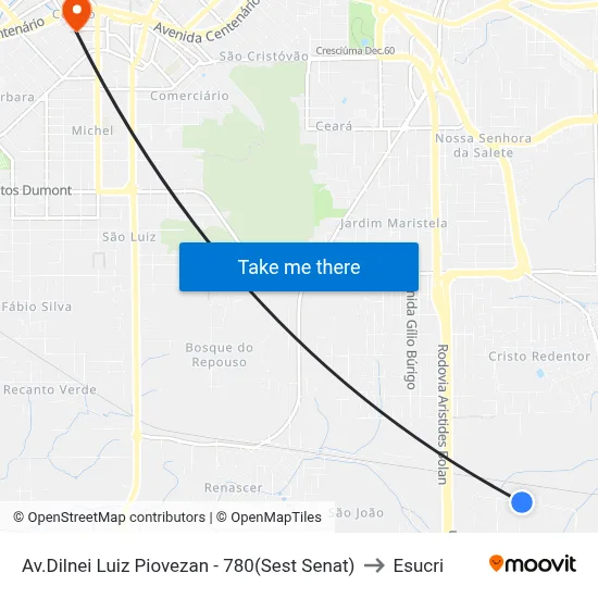 Av.Dilnei Luiz Piovezan - 780(Sest Senat) to Esucri map