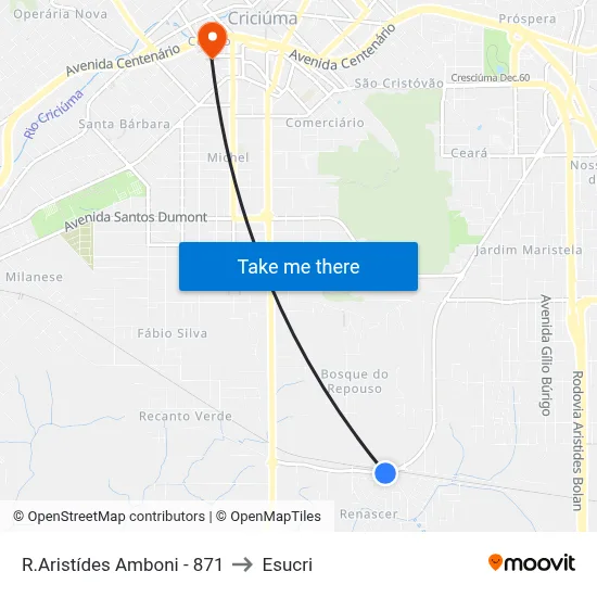 R.Aristídes Amboni - 871 to Esucri map