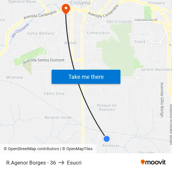 R.Agenor Borges - 36 to Esucri map