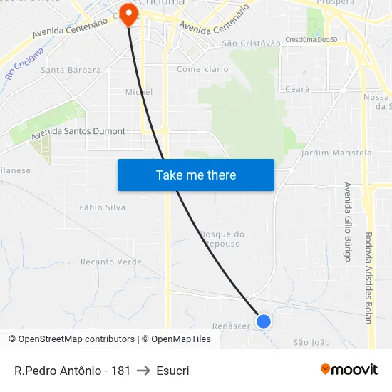 R.Pedro Antônio - 181 to Esucri map